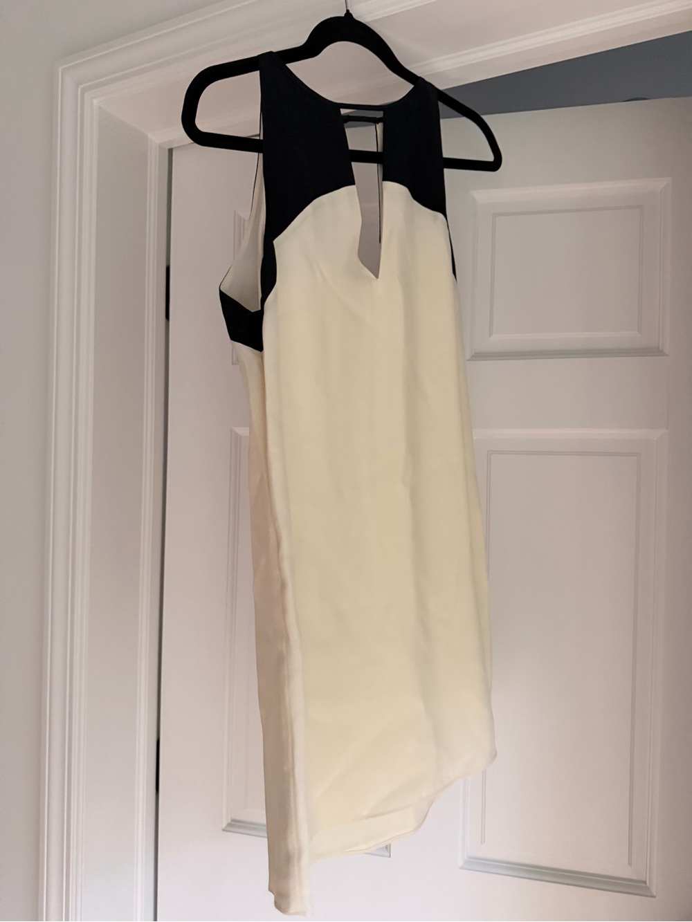 Parker Cream and Black Colorblock Mini Sheath Dress